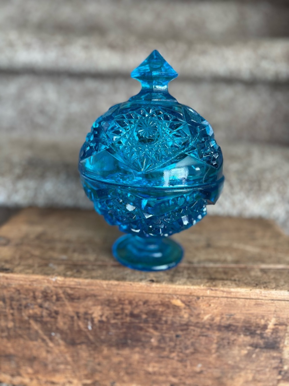 Blue Glass Decorative Lidded Dish - Home Art